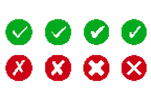 Circular Green Checkmark and Cross, an Object Illustration by Vector Creator