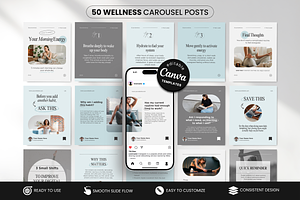 Wellness Carousel Instagram Posts, a Social Media Template by DigiPax