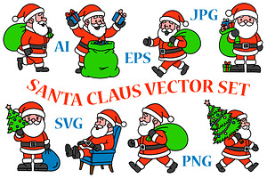 Santa Claus Vector Set – 8 Poses
