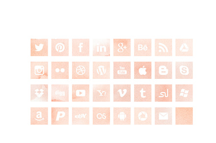 Pink Watercolour Social Media Icons