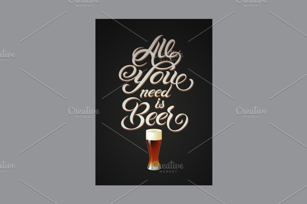 Beer calligraphic vector poster set., a Food Illustration by PoPaShop (Photo 5 of 7)