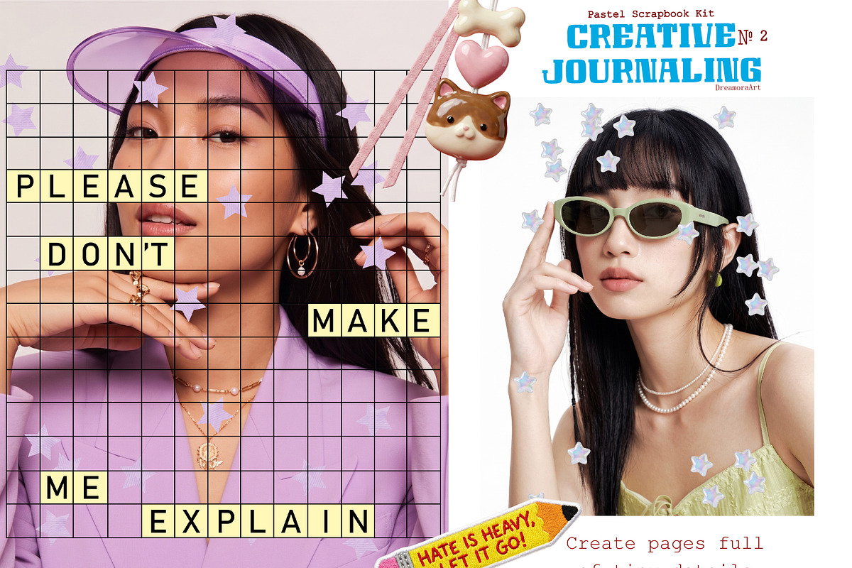 Retro Pastel Scrapbook Journal Kit, an Object Graphic by DreamoraArt (Photo 8 of 13)