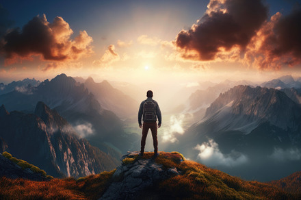 Hiker standing on top of a mountain, a Photo by Iftikhar Alam