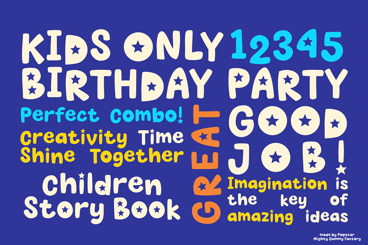 Popstar – Fun Bold Star Themed Font, a Font by TypeTasty Font (Photo 7 of 11)