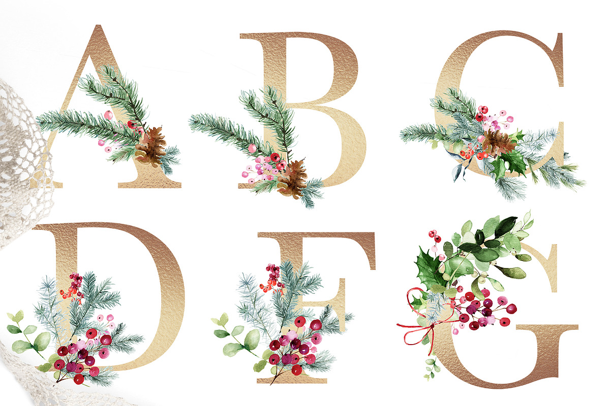 Winter Greenery Watercolor Graphics, an Illustration by studioequinox (Photo 3 of 20)