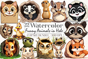 Funny Animals in Hole Clipart, an Illustration by Libby Wishes (Thumbnail 1 of 4)