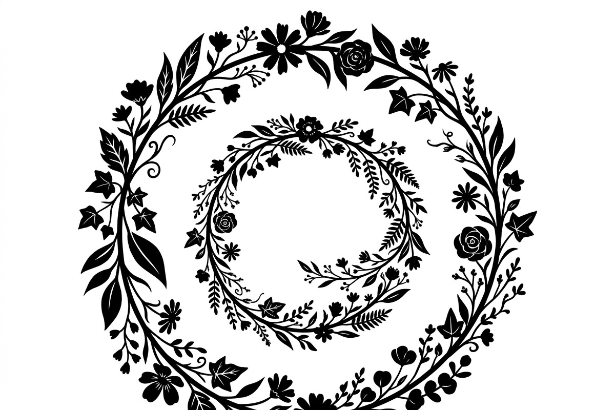 50 Elegant Floral Leaf Spiral Frame, a Decorative Illustration by Amazin_art (Photo 13 of 41)
