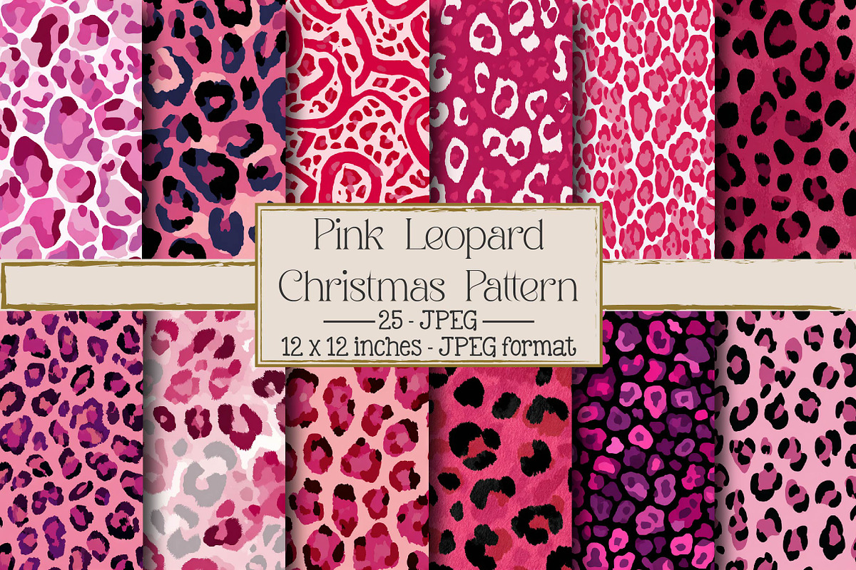 Pink Leopard Christmas Pattern, an Illustration by DreamPrint404 (Photo 1 of 4)