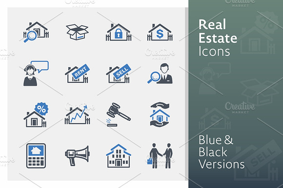 Real Estate Icons Blue Series