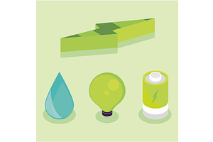 isometric green energy and ecology, an Object Illustration by studiogstock