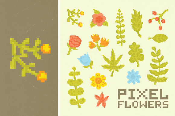 Pixel Flowers Set