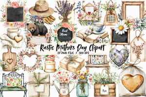 Rustic Mothers Day Clipart, an Illustration by Libby Wishes