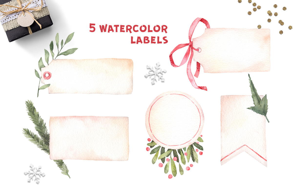 Christmas holidays. Watercolor set, a Decorative Illustration by Kate Macate (Photo 2 of 6)