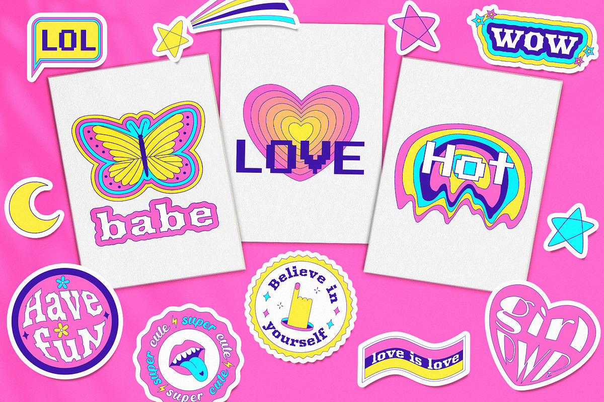 98 Acid y2k elements & stickers, an Illustration by Valeria Soloveva (Photo 2 of 8)