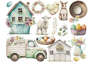 Easter Farmhouse Clipart Collection