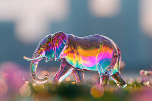 Colorful glass elephant figurine, an Animal Photo by AlyaAnd