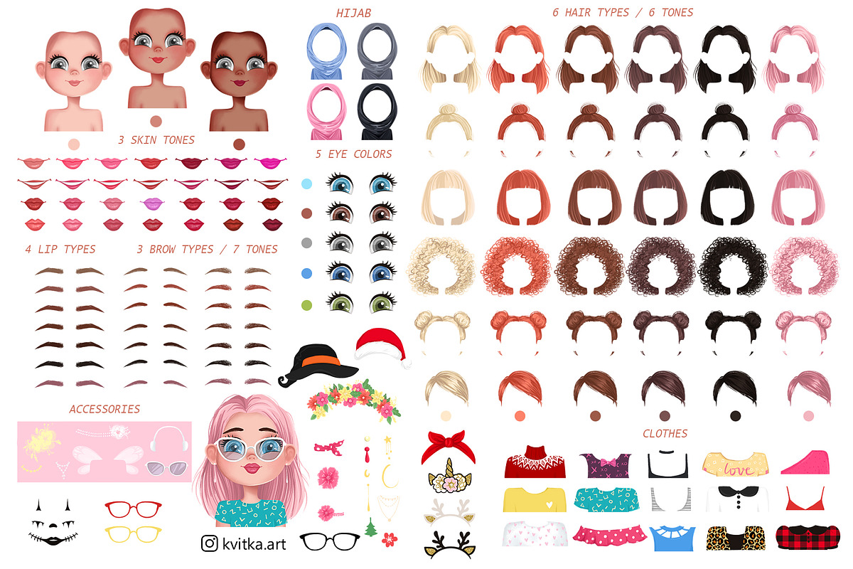 Girls portrait creator! NEW UPDATE!, a Person Illustration by Yana Lesiuk (Photo 2 of 10)