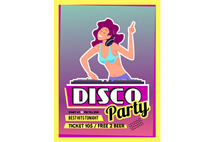 Disco party. placard invitation at
