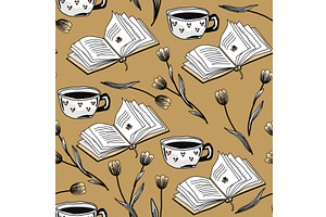 Hand drawn seamless pattern with, an Illustration by Toltemara