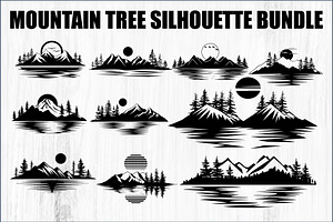 Mountain Tree Silhouette Bundle, a Graphic by hafijul