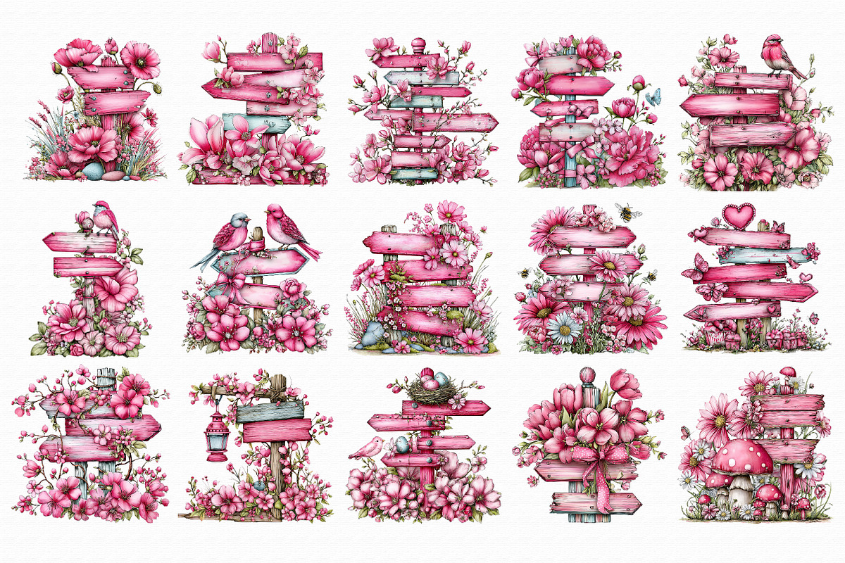 Whimsical Spring Signpost Clipart, an Illustration by Libby Wishes (Photo 2 of 5)