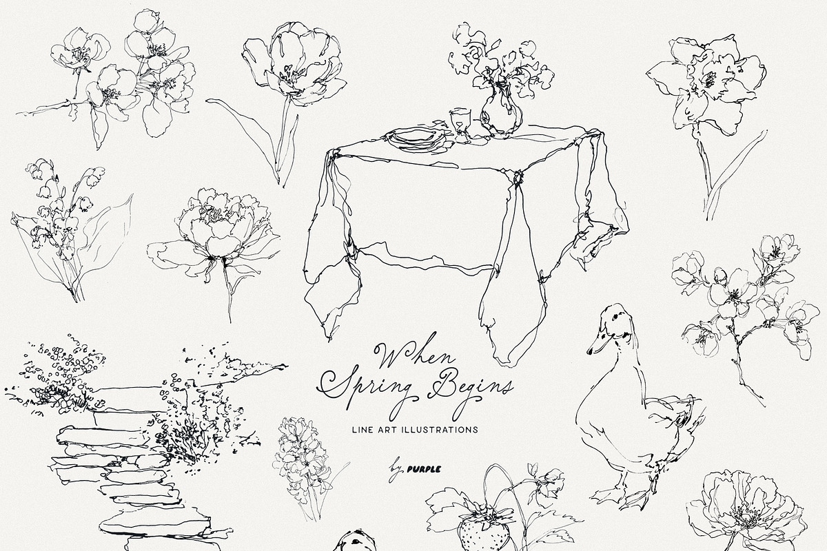 When Spring Begins: Line Art, a Seasonal Illustration by Purple (Photo 10 of 15)