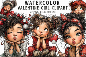 Valentine girl Clipart, an Illustration by Libby Wishes