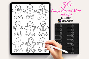50 Gingerbread Man Procreate Stamps