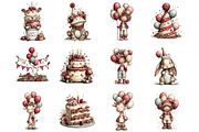 Whimsical Happy Birthday Clipart, an Illustration by Designking (Thumbnail 3 of 5)