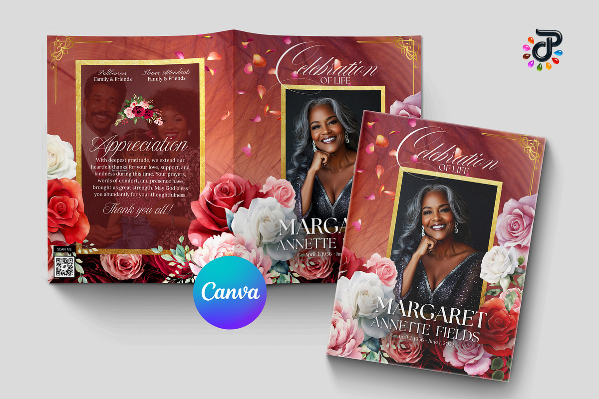 Elegant Canva Obituary Template, a Brochure Template by Protech Design ENT (Photo 1 of 9)