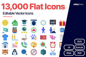 JuicyIcons Flat Bundle: 13,000 Icons