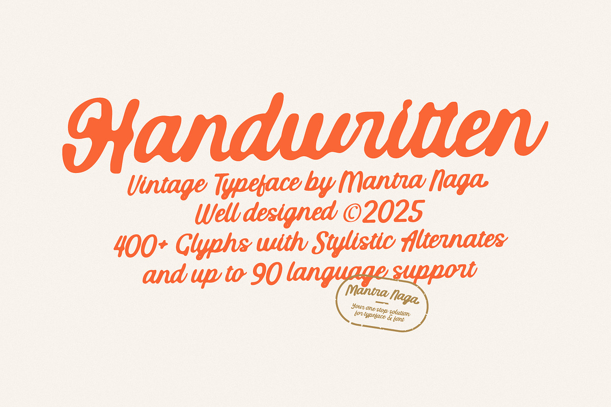 MN Barevia - Handwritten Vintage, a Script Font by Mantra Naga (Photo 2 of 16)