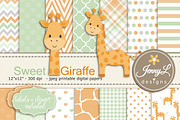 Baby Giraffe Digital Paper & Clipart, a Pattern Graphic by JennyL Designs (Thumbnail 1 of 5)