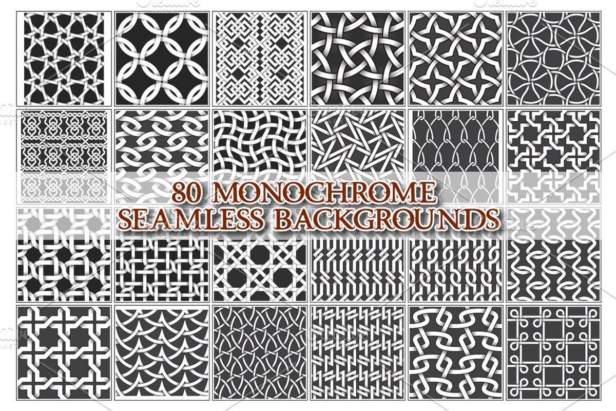 80 monochrome seamless backgrounds, a Pattern Graphic by Guten Tag Vector