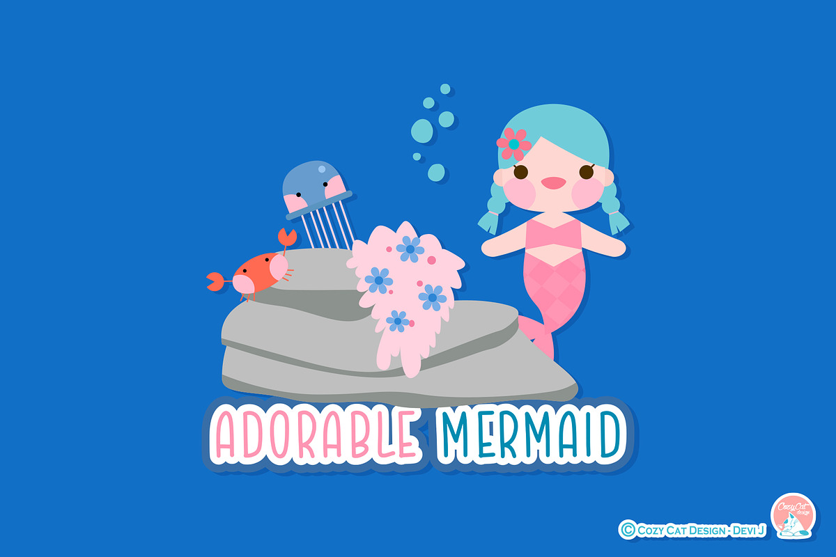 Adorale Mermaid Clipart, an Object Graphic by Cozy Cat Design (Photo 2 of 3)