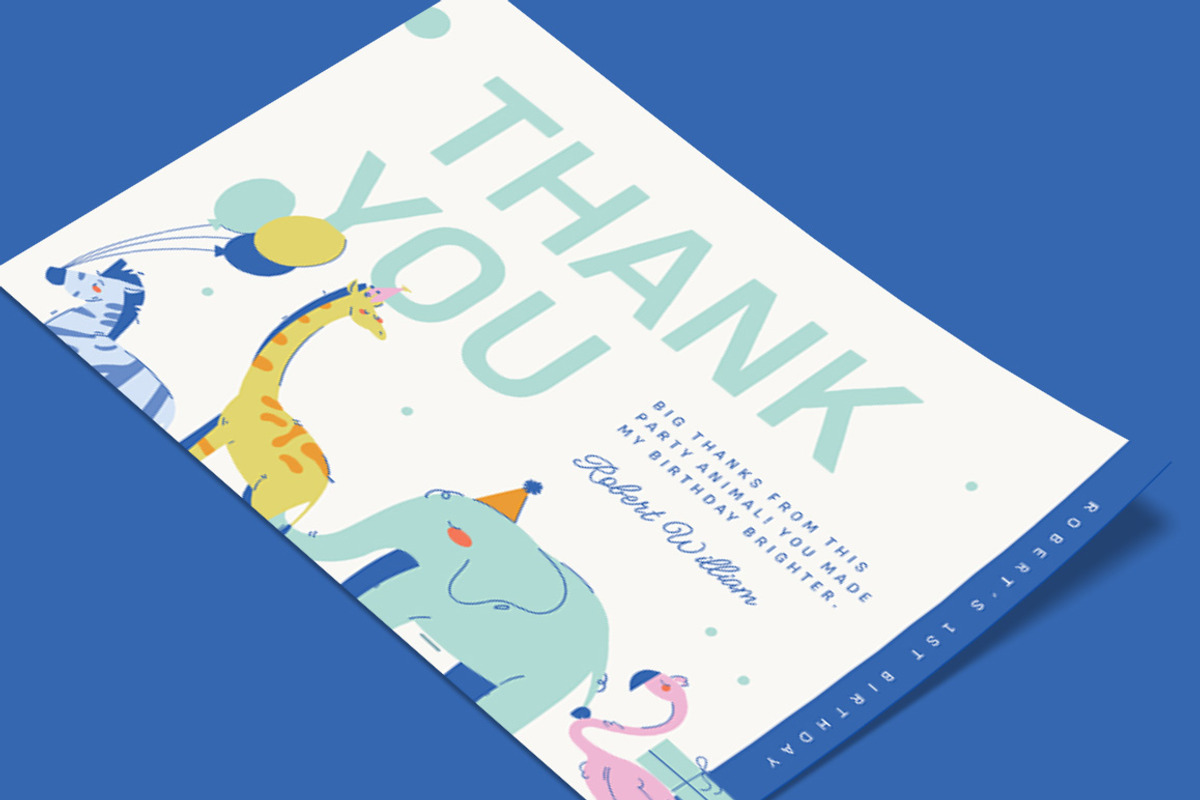 Blue Animal Kids Birthday Invitation, an Invitation Template by Vynetta (Photo 3 of 3)