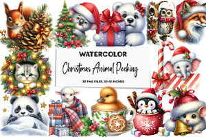Christmas Animal Peeking Clipart Bun, an Illustration by DreamArtGraphic