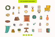 Warm Living Room Vector Illustration, an Illustration by MEANDSTUDIO (Thumbnail 2 of 6)