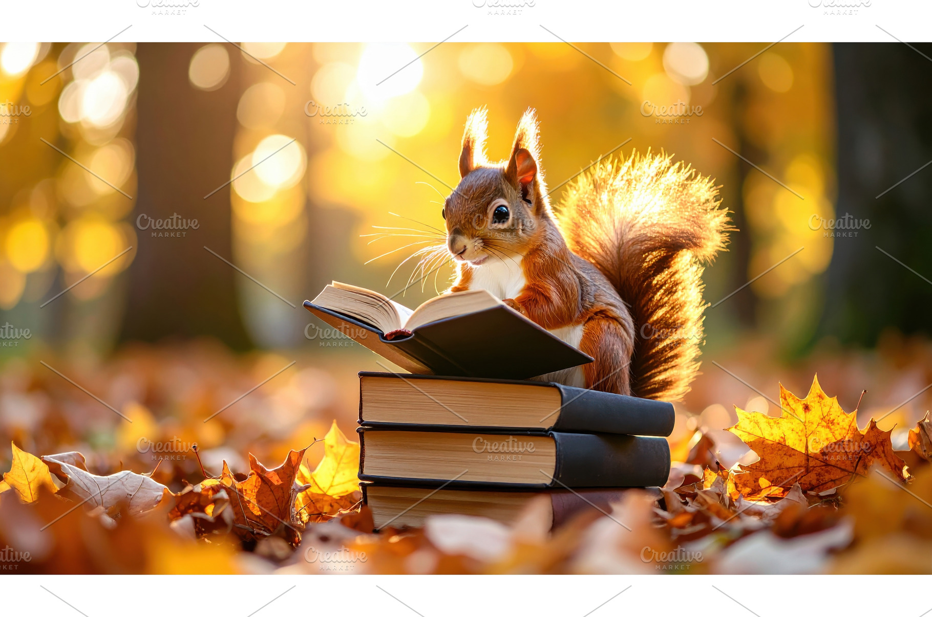 A squirrel sitting on a pile of, a School & Education Photo by Igor Tichonow