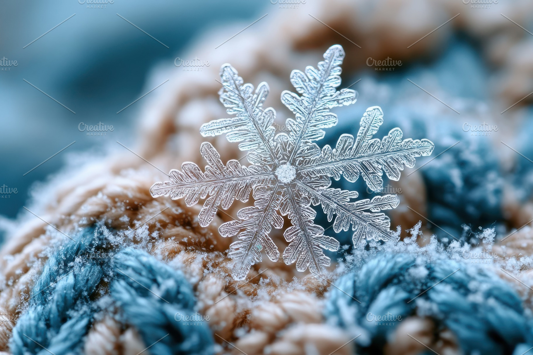 Intricate Snowflake on Winter Fabric, a Background Photo by Pixeness Studio