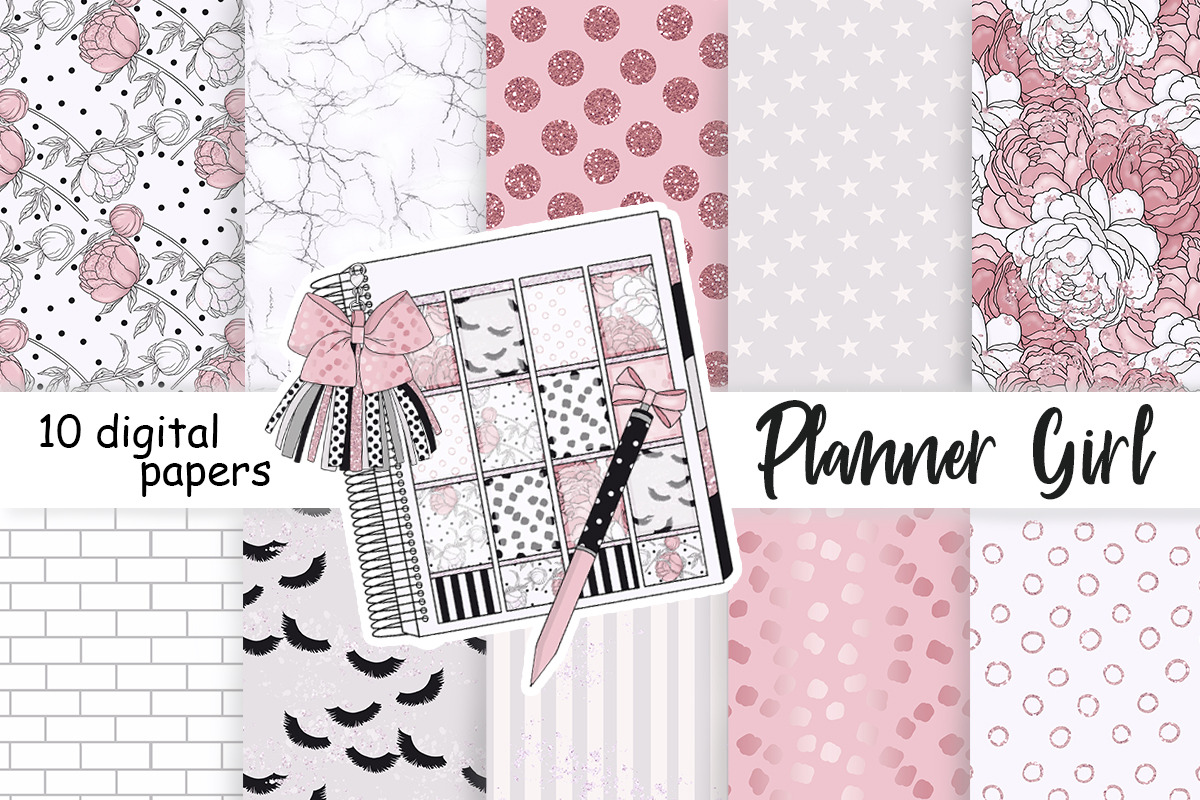 Planner Girl Digital Paper, a Pattern Graphic by GlamArtZhanna (Photo 2 of 3)