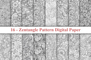 Zentangle Pattern Digital Paper