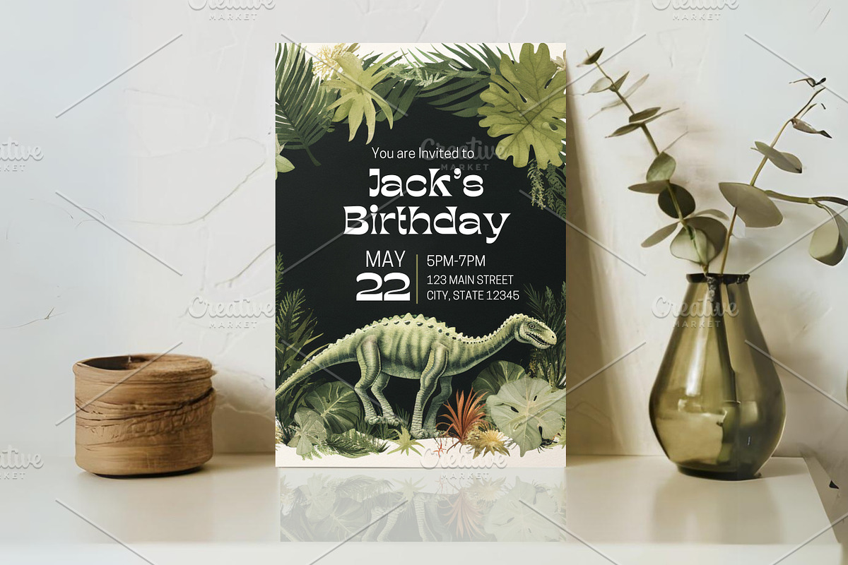 Dinosaur Birthday Invite, an Invitation Template by Sunny Jar Designs (Photo 3 of 4)