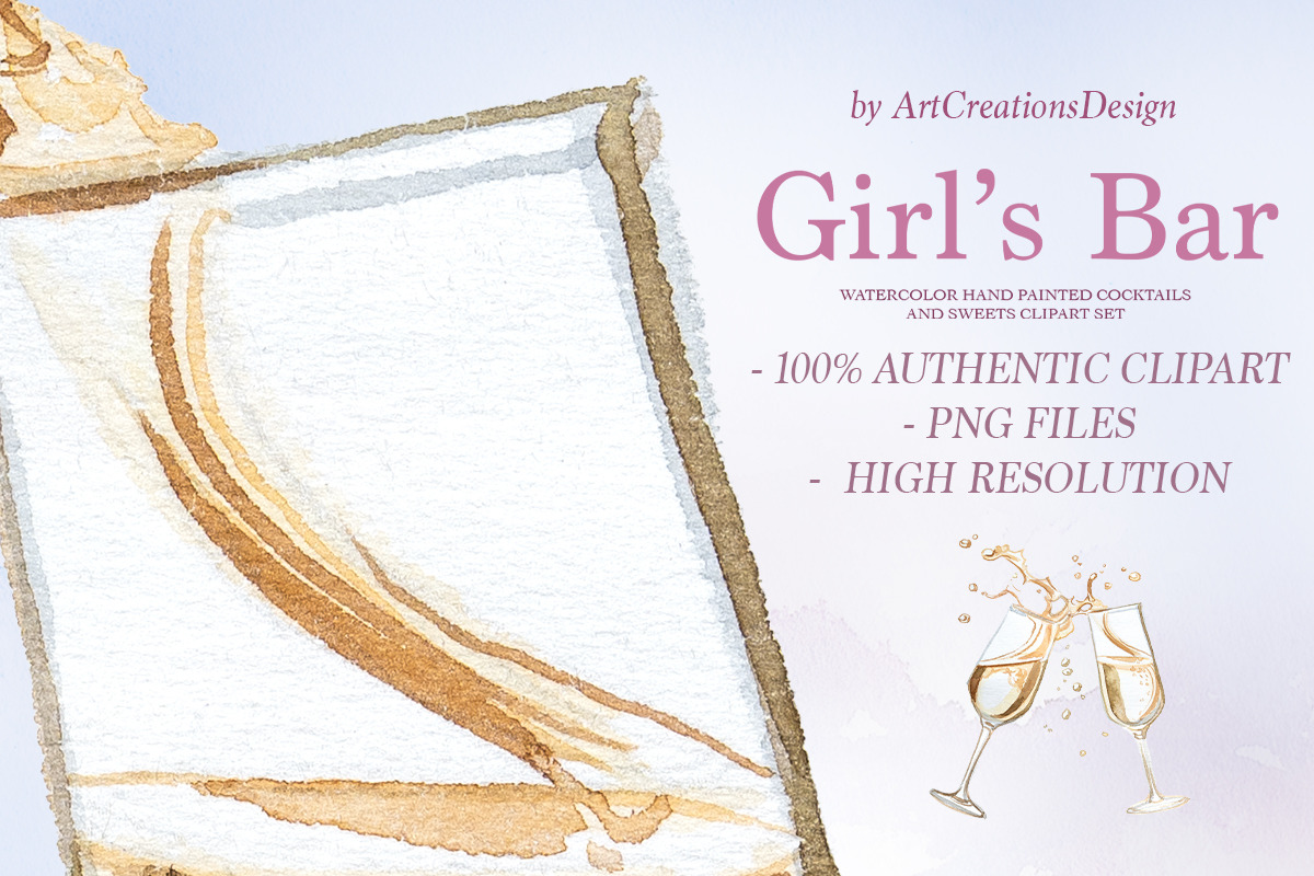 Hand Painted Girl's Bar Clipart, a Food Illustration by ArtCreationsDesign (Photo 14 of 14)