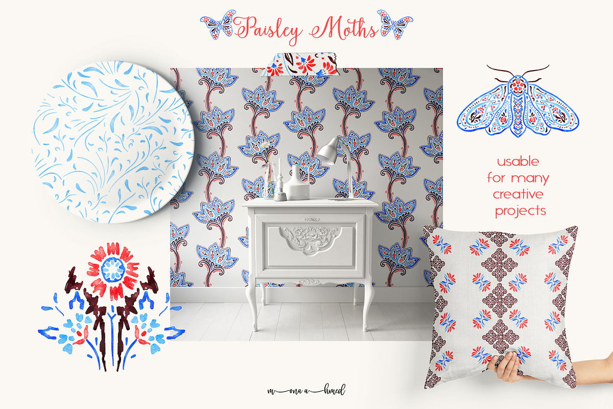 Paisley Moths collection, a Pattern Graphic by Mona Ahmed (Photo 9 of 11)