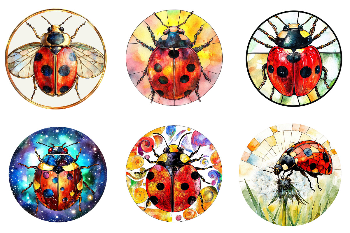 Round Stained Glass Ladybug png, an Illustration by CreationArt (Photo 5 of 5)