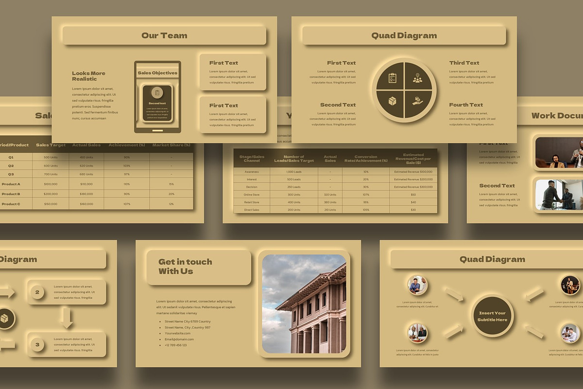 Neumorphism Quad Chart Presentation, a Presentation Template by BumbleGraph Studio (Photo 3 of 4)