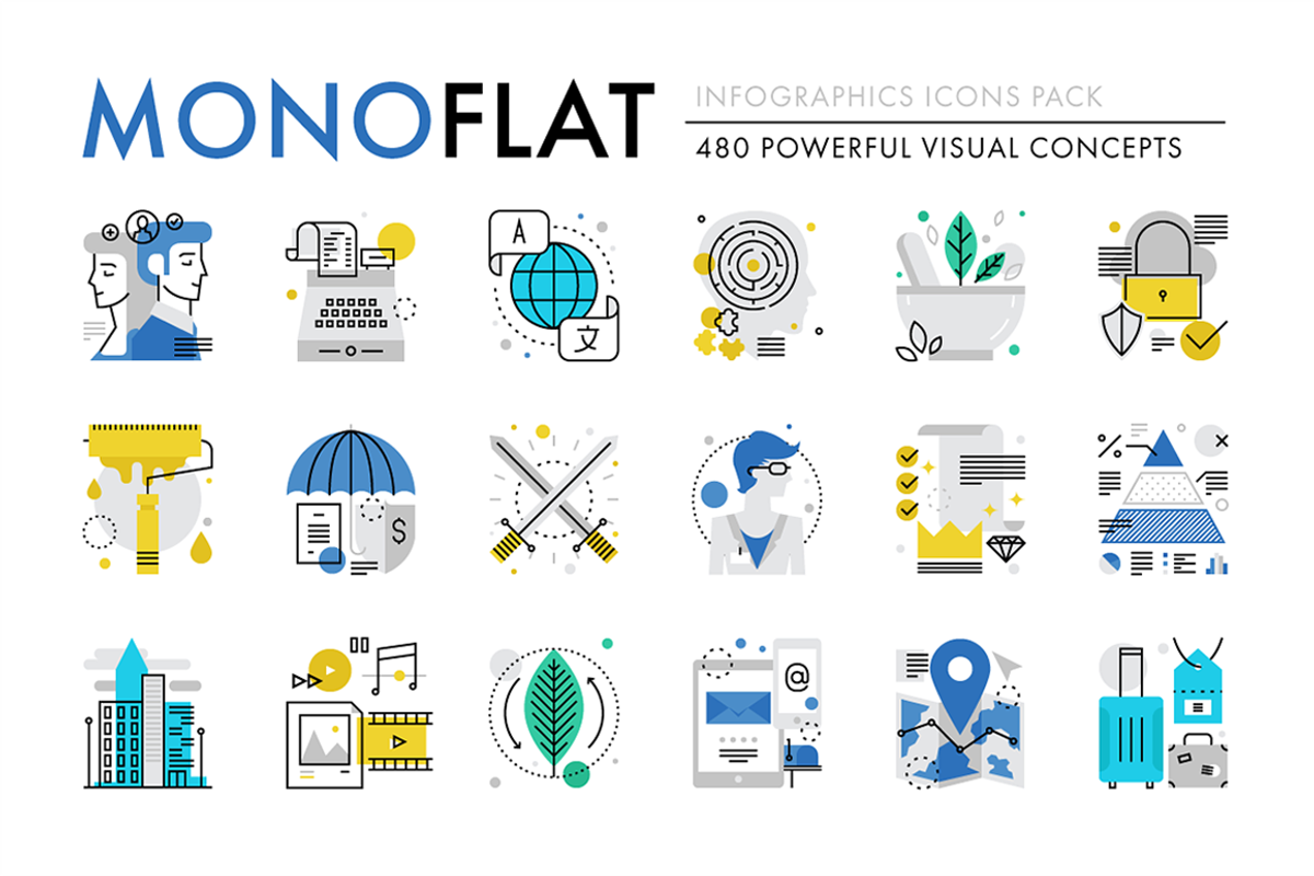 Monoflat Infographics Icons, an Outline Icon by Anatolii Babii (Photo 1 of 8)