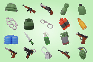 3D Weapon War Game Element Icon