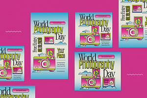 Blue Y2K World Photography Day Flyer